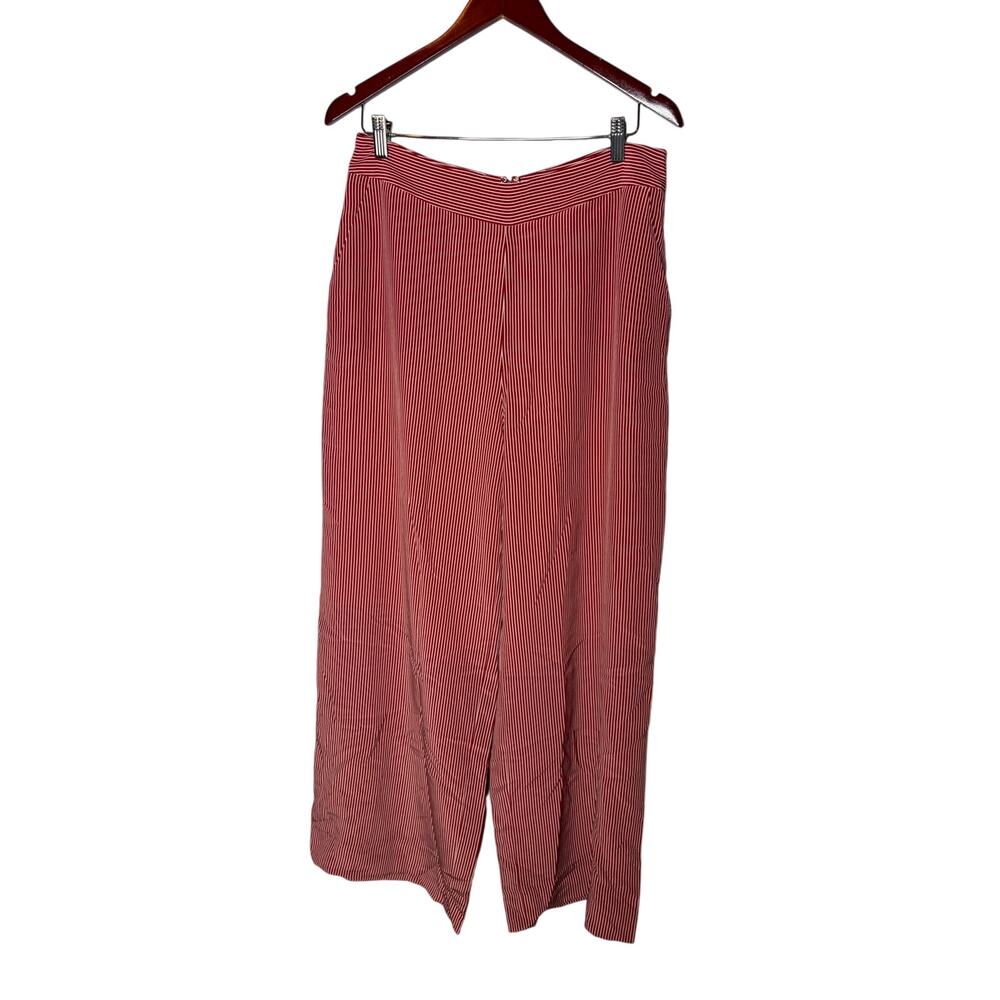 Saba silk red white stripe wide leg pants sz 14